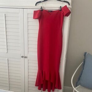 Elegant Red Off-Shoulder Dress